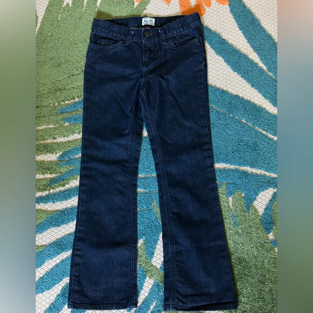 Children’s Place Girls Dark Wash Semi Stretch Adjustable Bootcut Jeans SZ 8